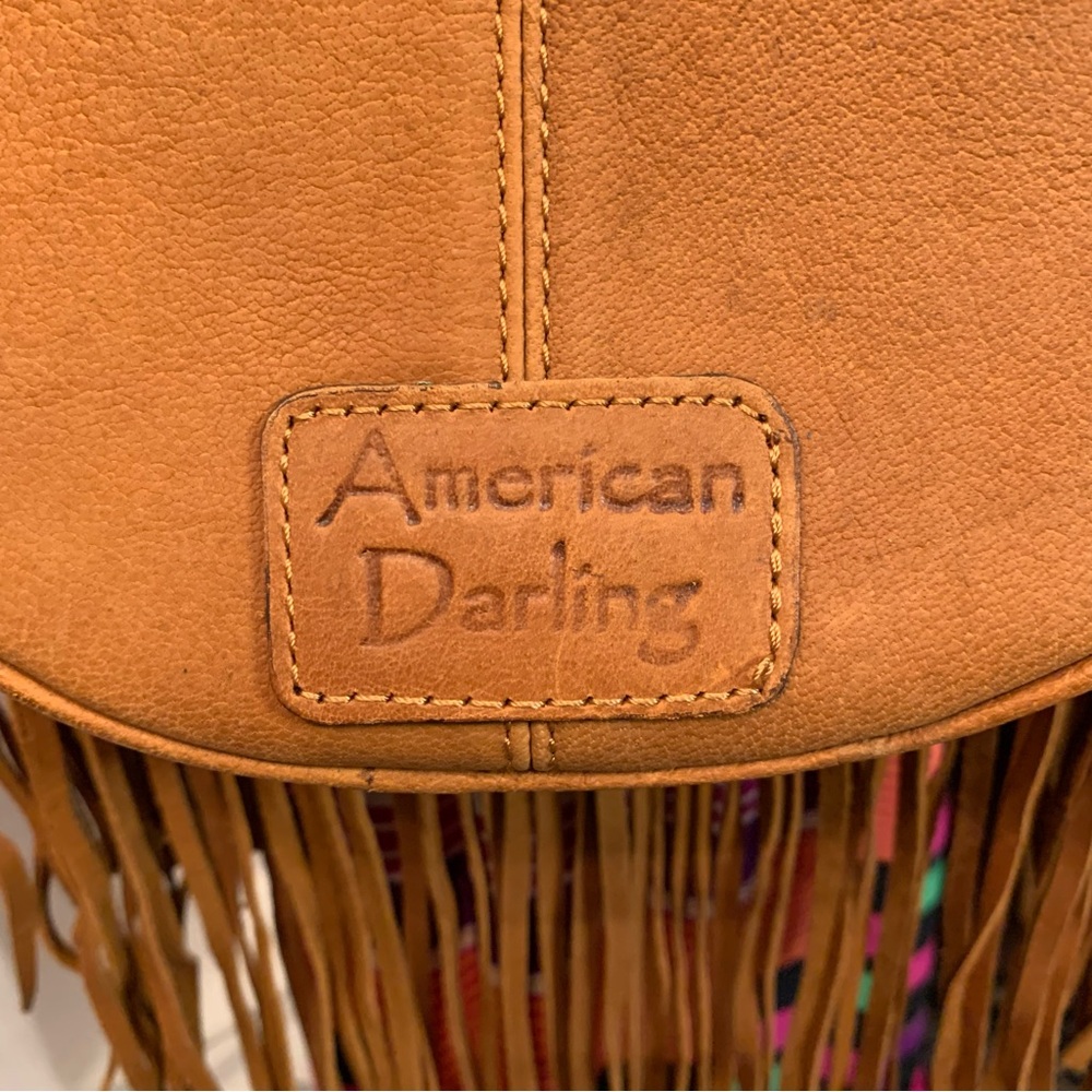 🌟Price Drop🌟❤️American Darling Tan Leather & Tooling Fringed Shoulder Bag - Picture 4 of 14
